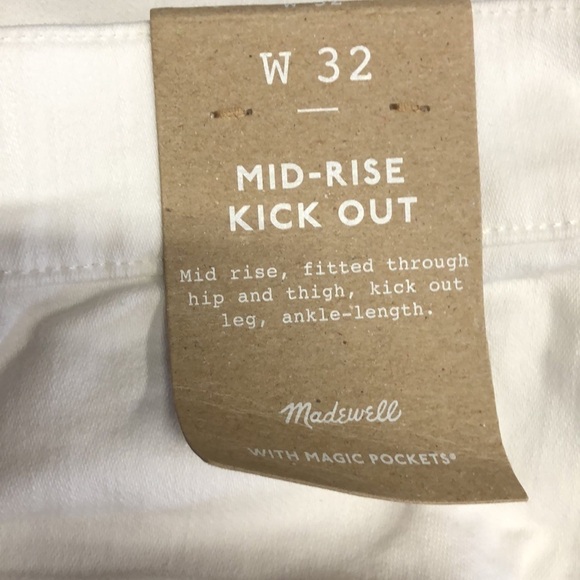 Madewell Kick Out Jeans Mid Rise Ankle Length Pure White NWT 32 - Picture 11 of 13